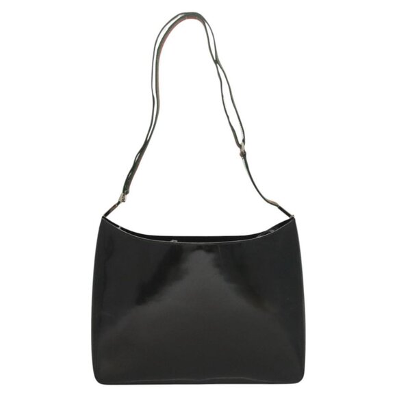 GUCCI Web Sherry Line Shoulder Bag Enamel Black Silver - Picture 3 of 16